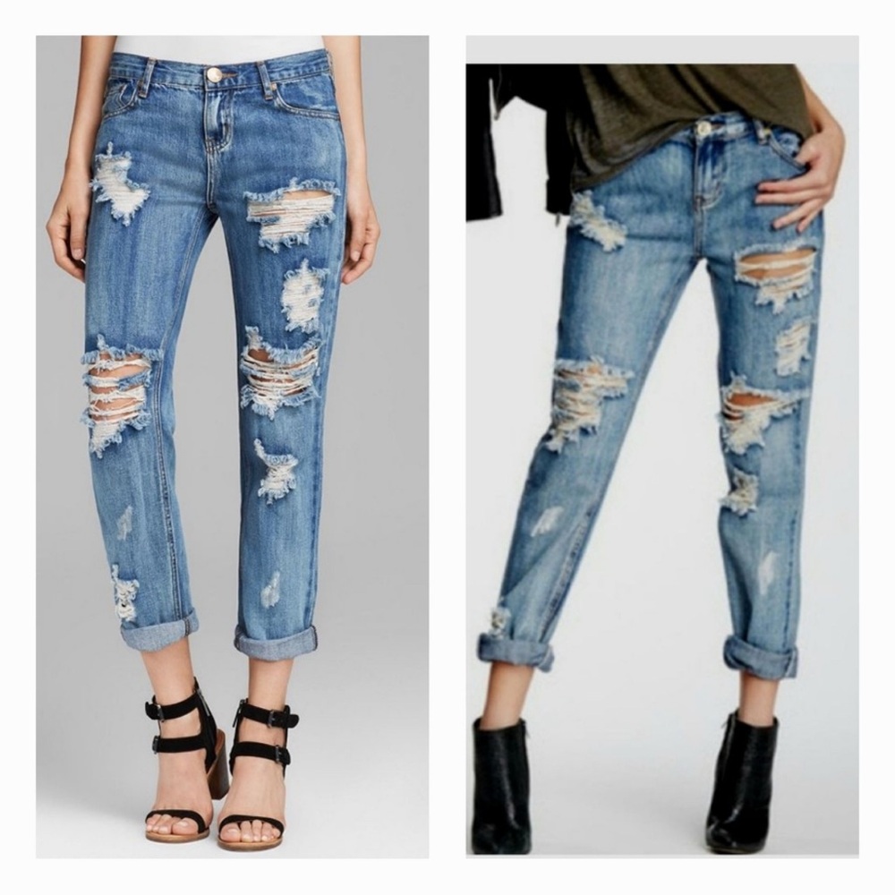 One Teaspoon Distressed Blue Jeans